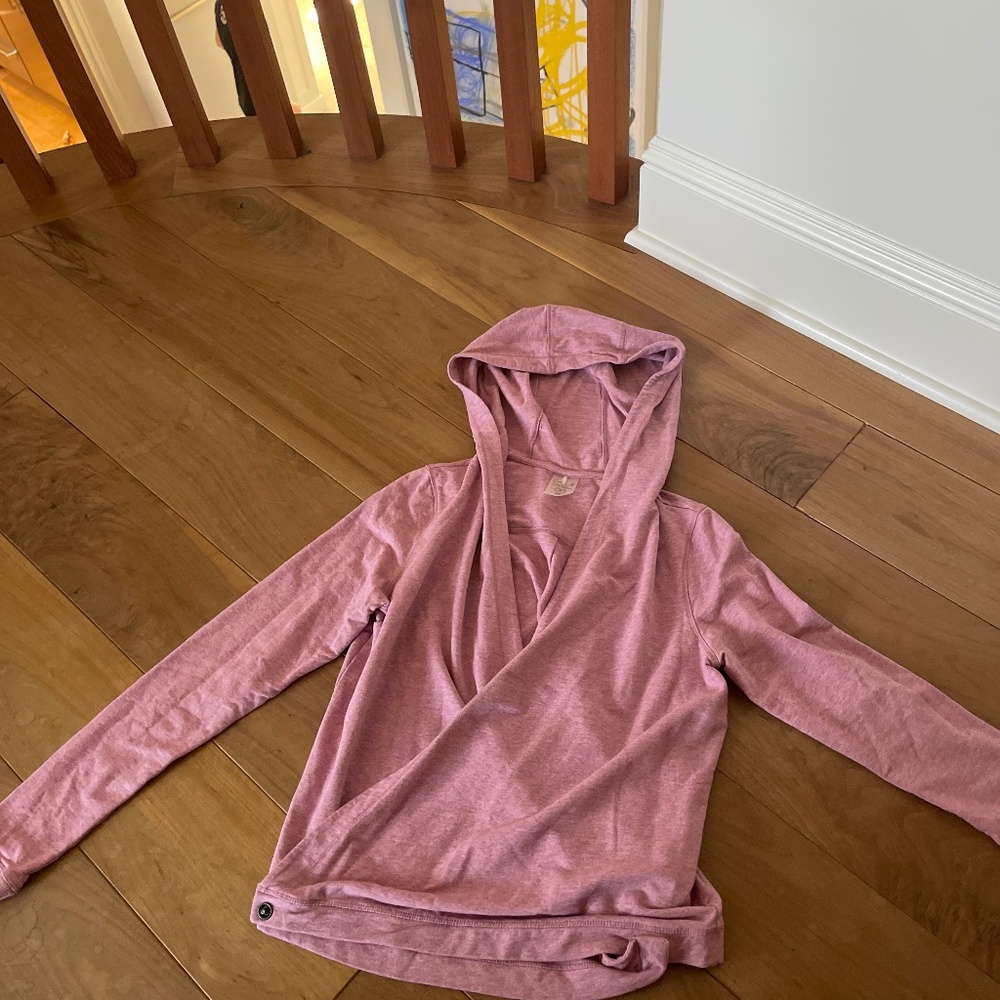 Pink cross button long sleeve workout shirt
